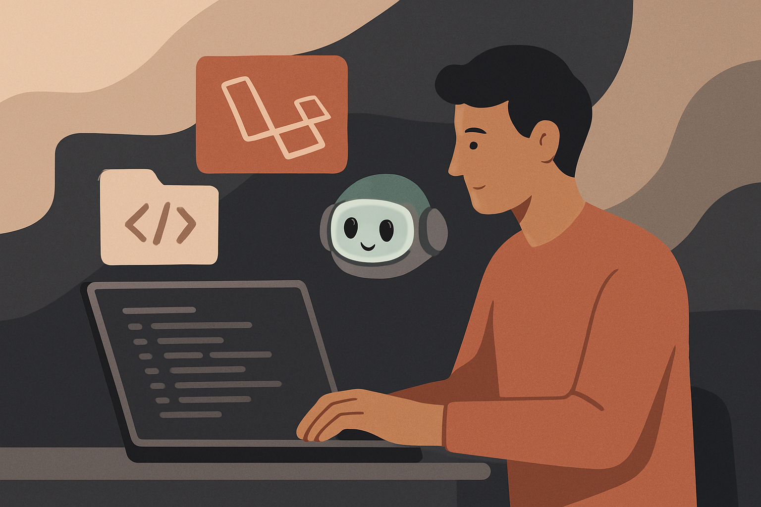 A developer using GitHub Copilot with Laravel