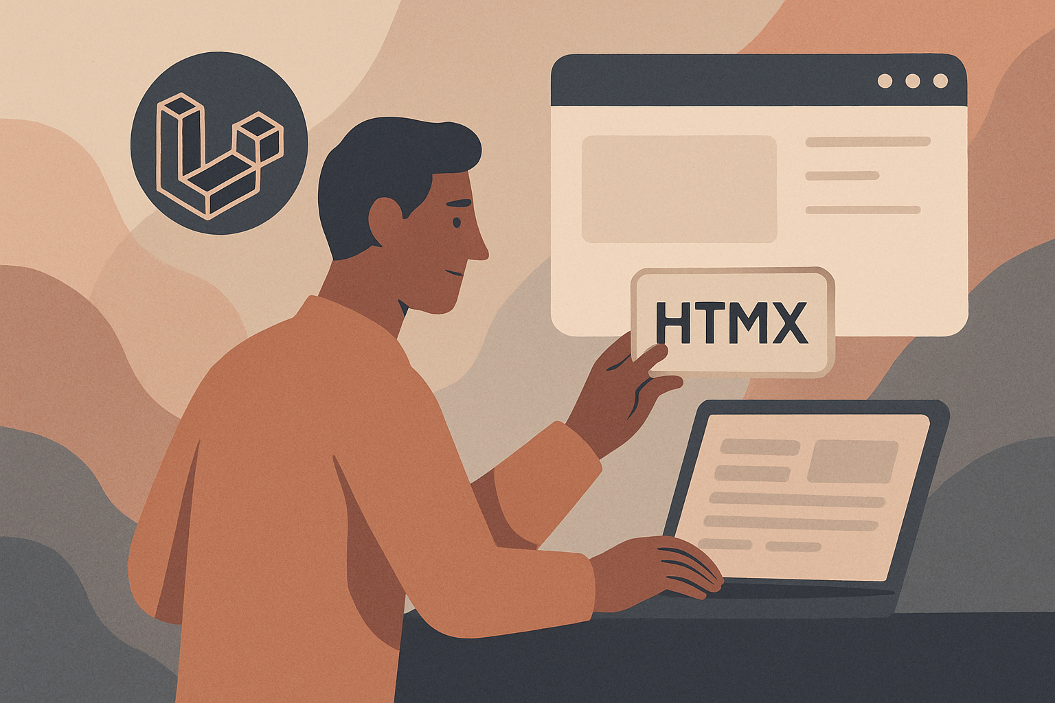A web developer integrating HTMX into a Laravel project