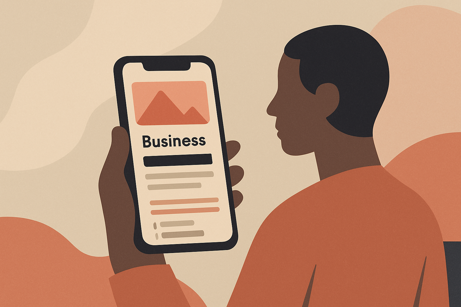 Person using a smartphone to browse a business website