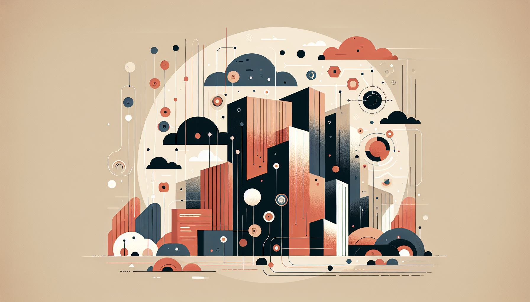 An illustration of microservices architecture in a business setting.